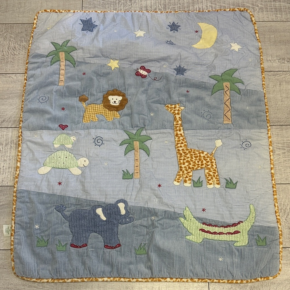 Vintage Kids Jungle Safari Themed Blanket